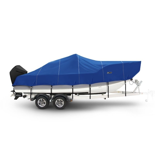 Eevelle Boat Cover V HULL FISHING Center Console, High Bow Rails, Outboard 19ft 6in L 96in W Royal SFVCCR1996B-RYL - main